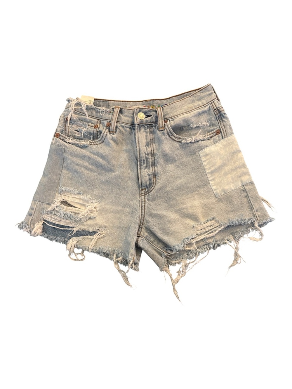American Eagle Distressed High Rise Denim Shorts Size 2 Light Wash